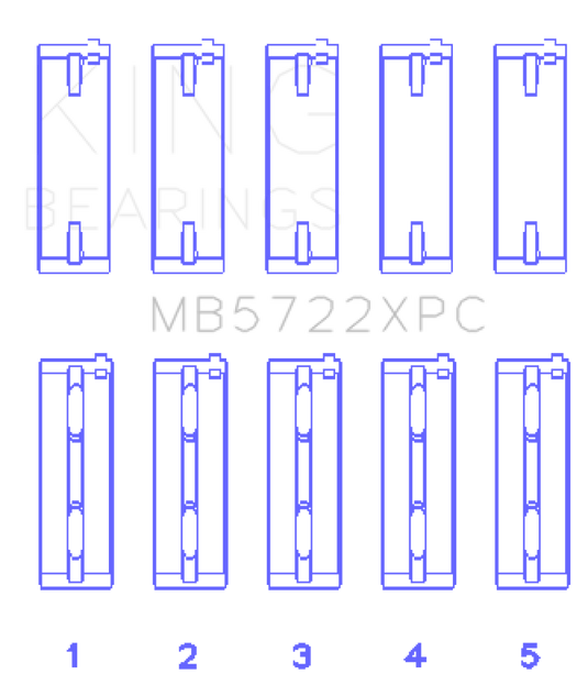 King Mitsubishi 4B11T EVO X 2007+ (Size STDX) Coated Performance Main Bearing Set