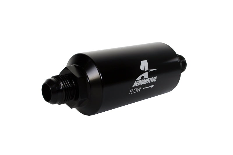 Load image into Gallery viewer, Aeromotive In-Line Filter - (AN-10) 100 Micron Stainless Steel Element Black Anodize Finish
