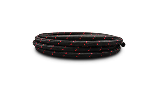 Vibrant -6 AN Two-Tone Black/Red Nylon Braided Flex Hose E85 Friendly (20ft Roll)