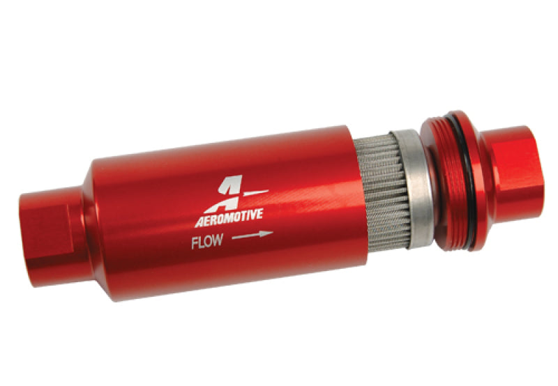 Load image into Gallery viewer, Aeromotive In-Line Filter - AN-10 size - 40 Micron SS Element - Red Anodize Finish
