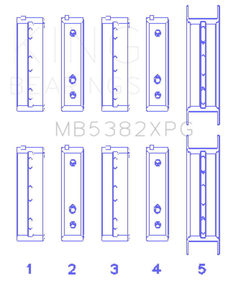 Load image into Gallery viewer, King Subaru EJ20/EJ22/EJ25 (For Thrust in #5 Position) 0.25 Oversized Tri-Metal Perf Main Bearing Se
