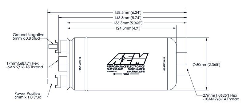 Load image into Gallery viewer, AEM 380LPH High Pressure Fuel Pump -6AN Female Out, -10AN Female In
