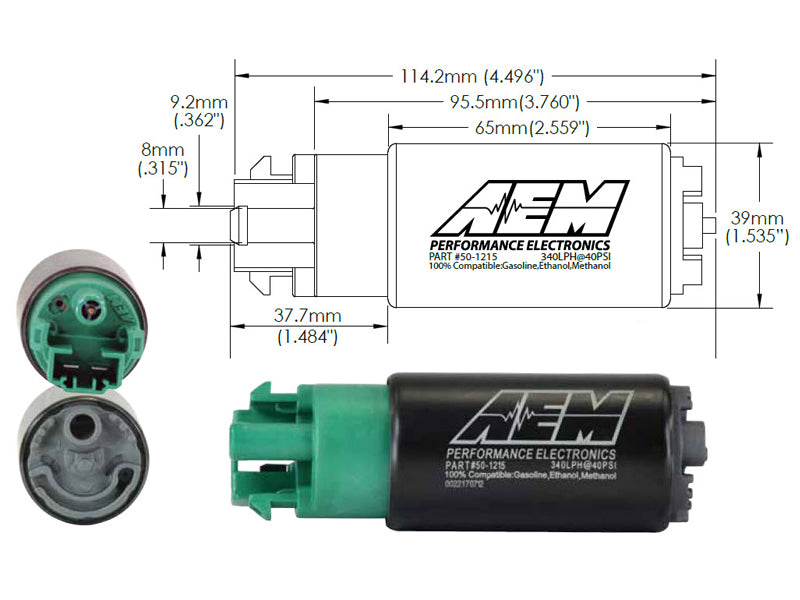 Load image into Gallery viewer, AEM 340LPH 65mm Fuel Pump Kit w/ Mounting Hooks - Ethanol Compatible
